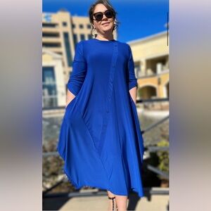 Elegant Asymmetrical Blue Dress